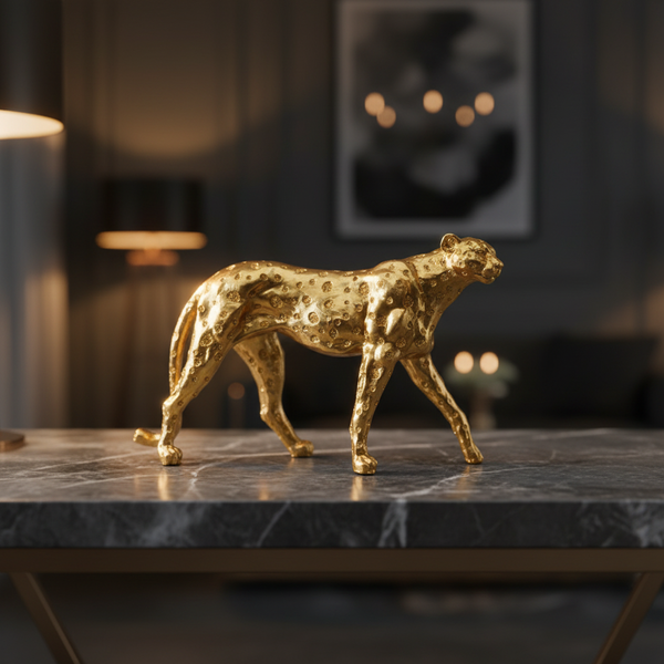 Gold Leopard Figurine – Home Decor